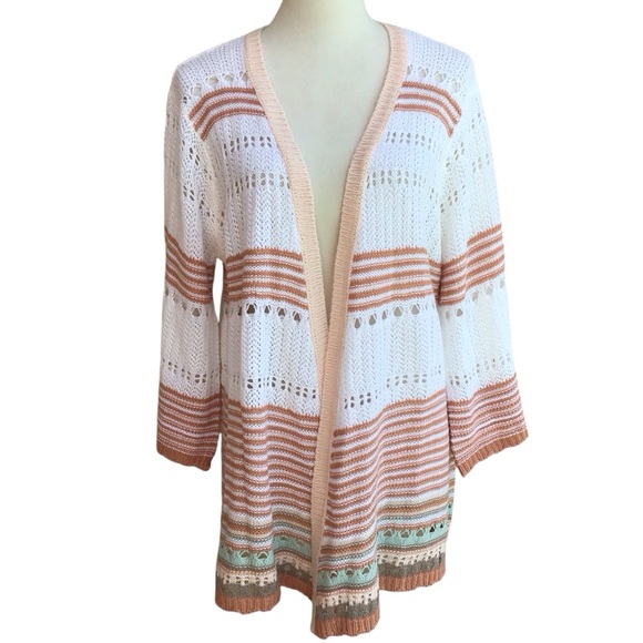 Est. 1946 Striped Knit Open Front Cardigan Duster NEW - Picture 1 of 9
